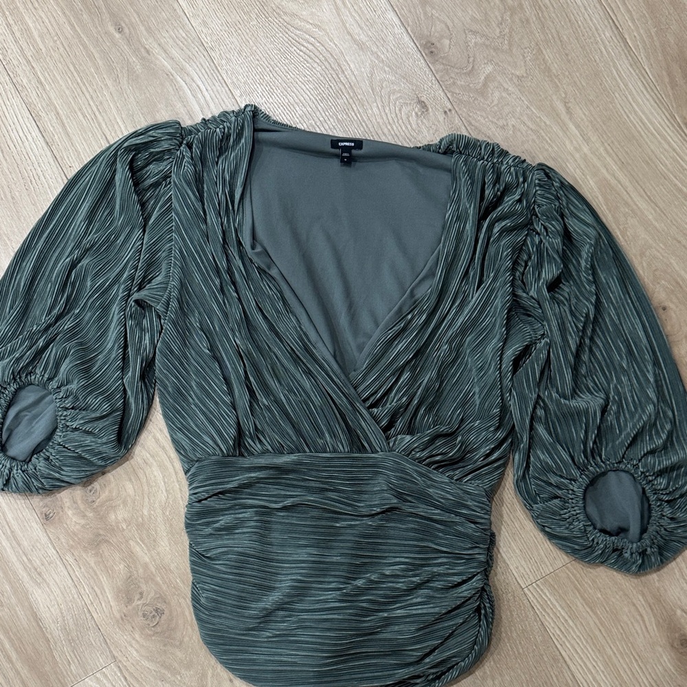 Express Dark Green Ruched Blouse